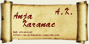 Anja Karanac vizit kartica
